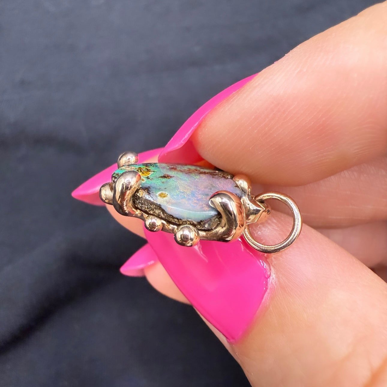 9K Rose Gold Australian Opal Heart Pendant (Medium)