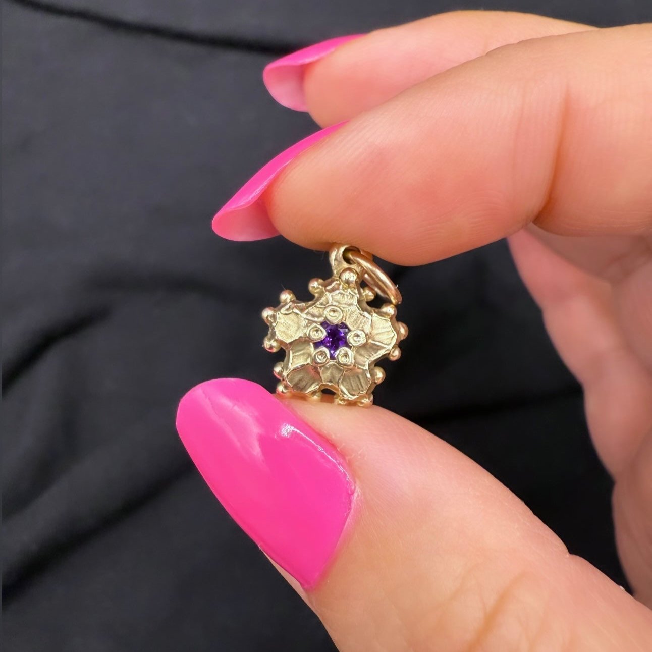 9K Yellow Gold Purple Amethyst Flower Pendant (Pendant Only)